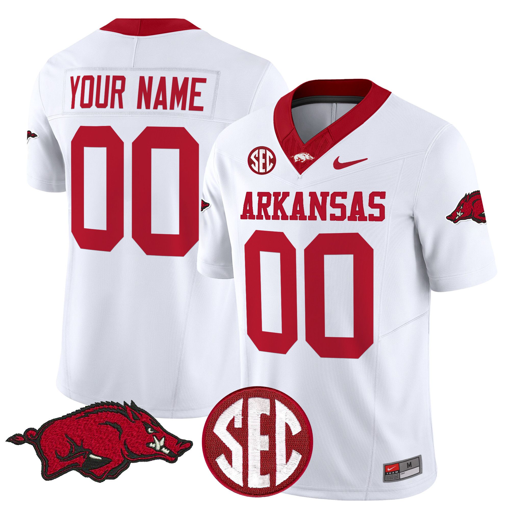 Men Arkansas Razorbacks White Nike 2024 Vapor Limited Custom NCAA Jersey